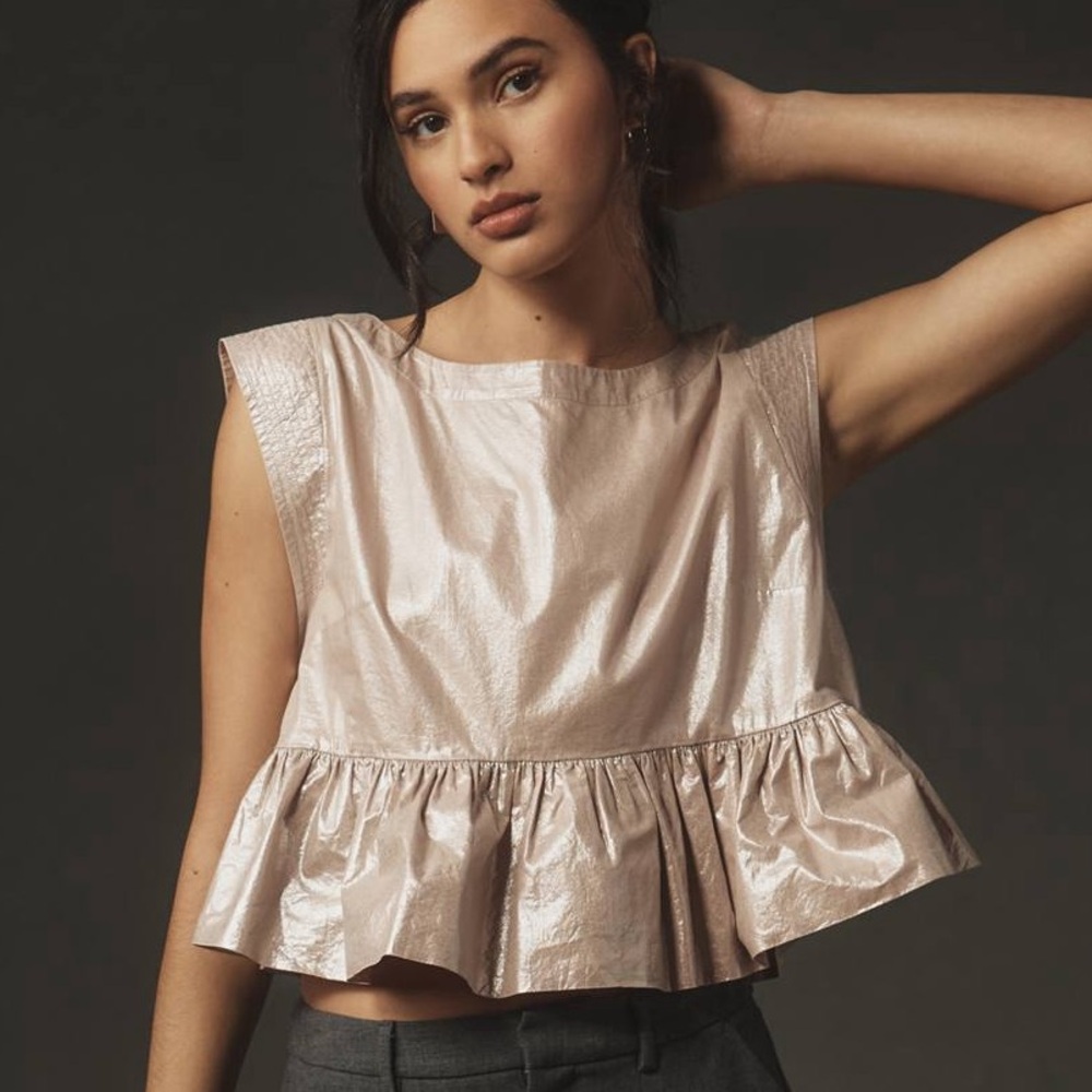 Anthropologie Metallic Bubble Tank NWT XXS
